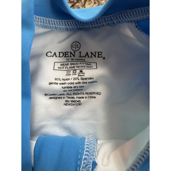 Caden Lane 12-18 Month Rash Guard Swim Suit - Shark - Palm Tree - Picture 2 of 4